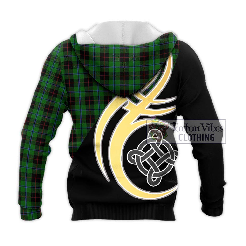 Douglas Black Tartan Knitted Hoodie with Family Crest and Celtic Symbol Style - Tartan Vibes Clothing