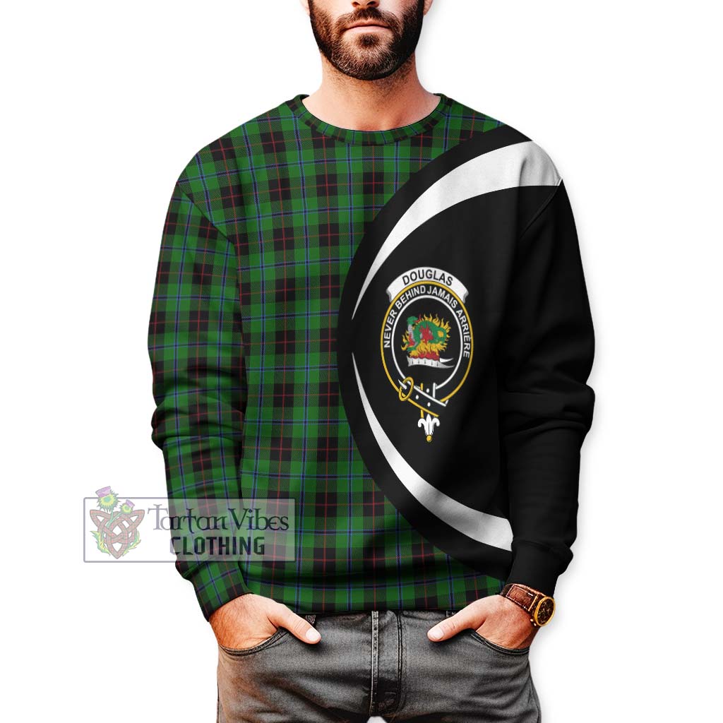 Douglas Black Tartan Sweatshirt with Family Crest Circle Style - Tartan Vibes Clothing