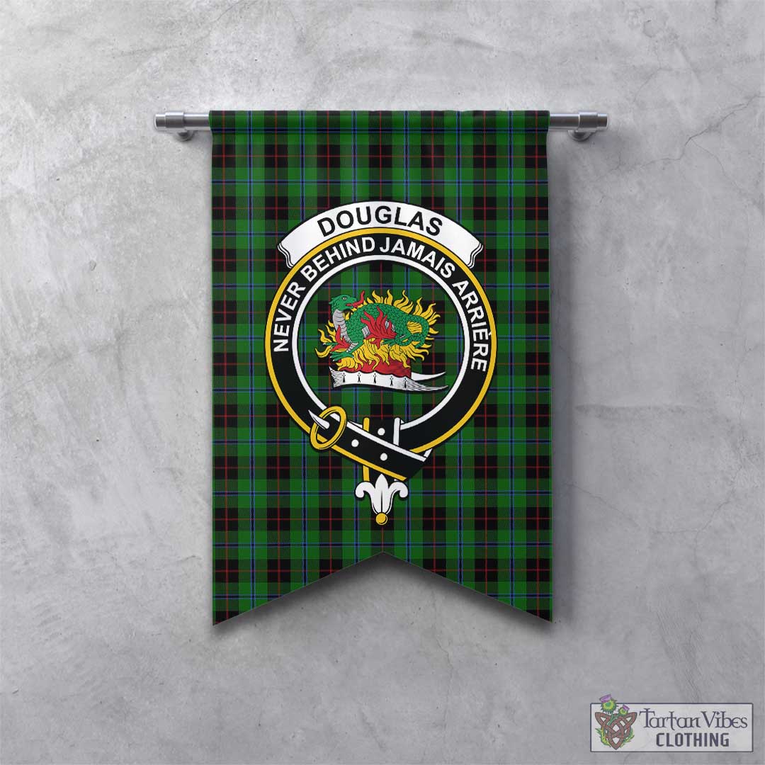 Tartan Vibes Clothing Douglas Black Tartan Gonfalon, Tartan Banner with Family Crest