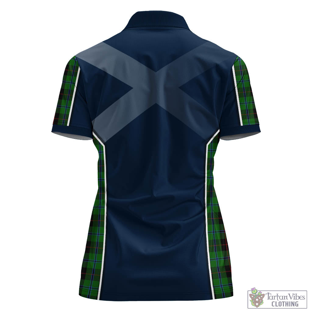 Tartan Vibes Clothing Douglas Black Tartan Women's Polo Shirt with Family Crest and Scottish Thistle Vibes Sport Style