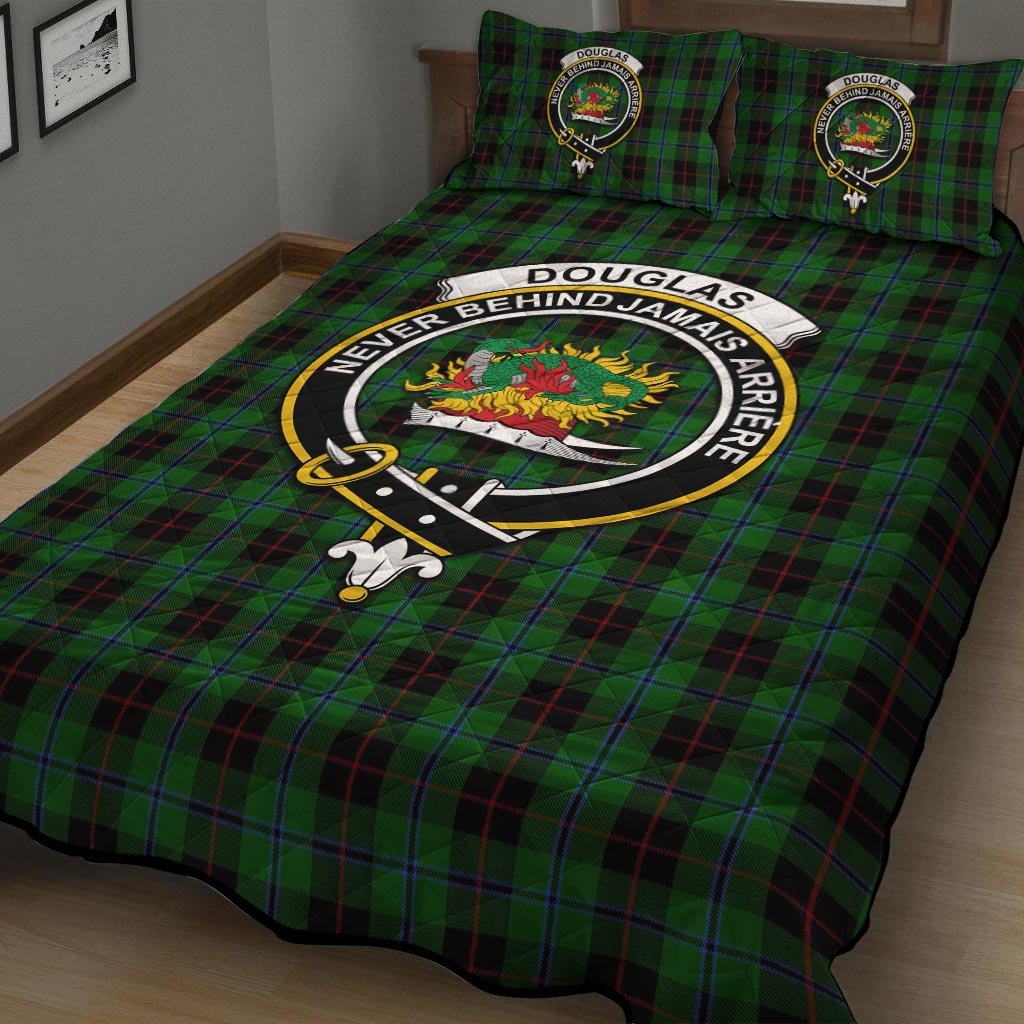 Douglas Black Tartan Quilt Bed Set with Family Crest - Tartan Vibes Clothing