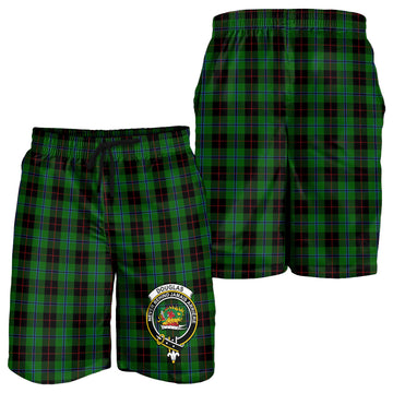 Douglas Black Tartan Mens Shorts with Family Crest