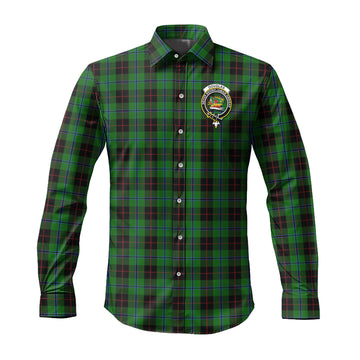 Douglas Black Tartan Long Sleeve Button Up Shirt with Family Crest