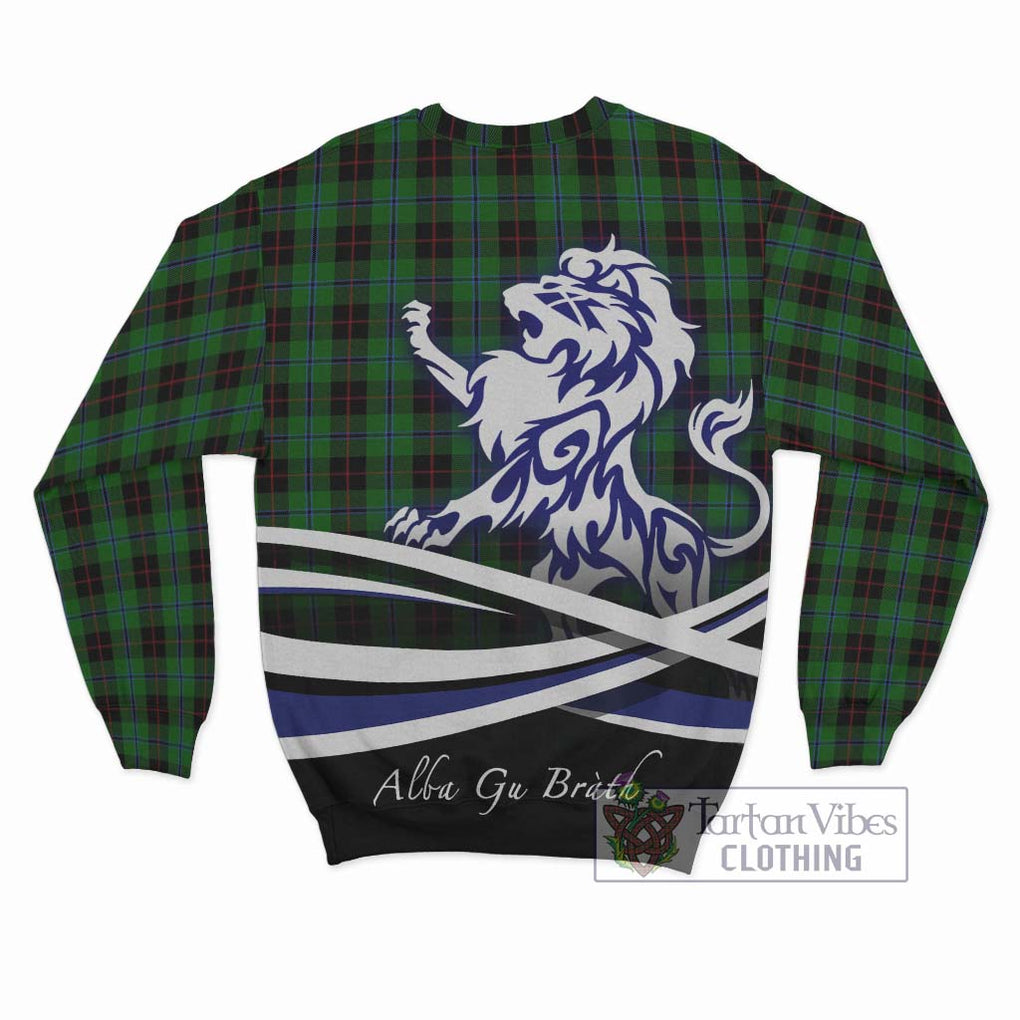 Douglas Black Tartan Sweatshirt with Alba Gu Brath Regal Lion Emblem - Tartanvibesclothing Shop