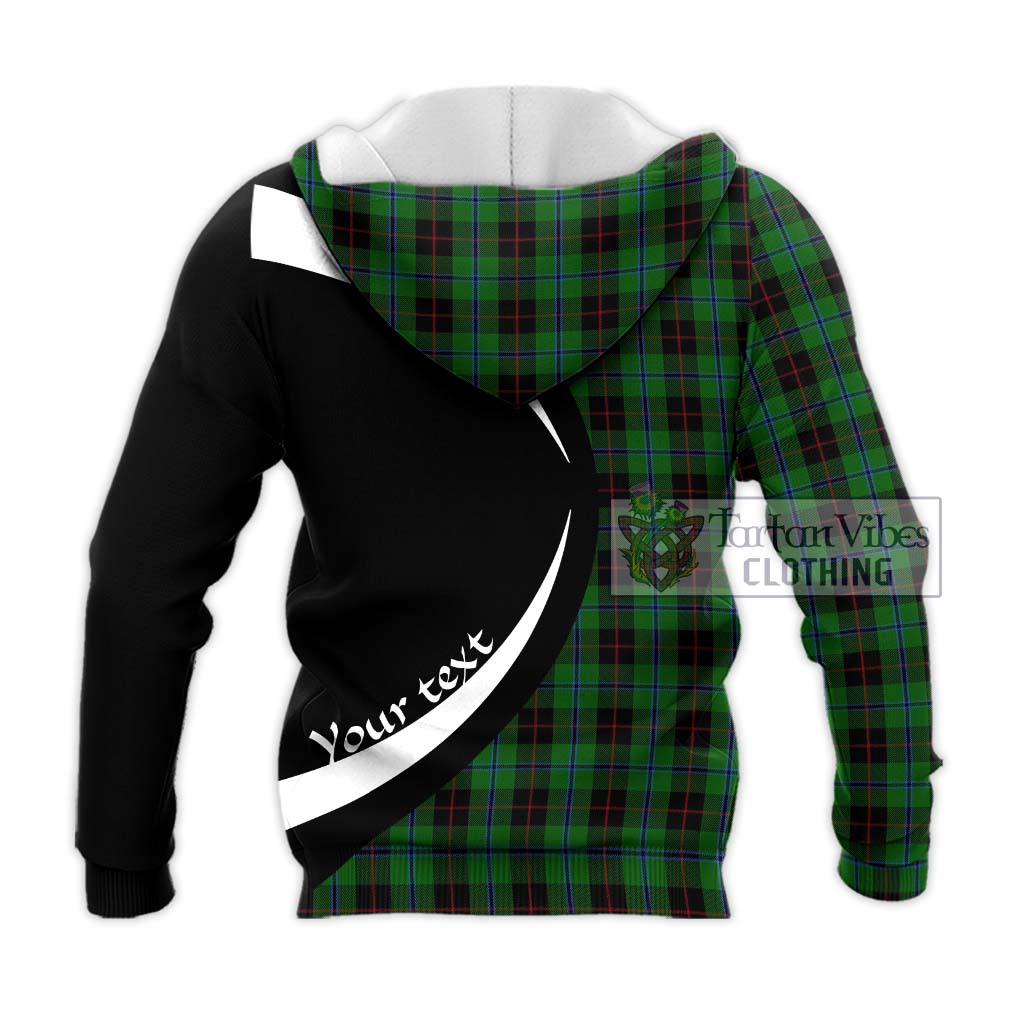 Douglas Black Tartan Knitted Hoodie with Family Crest Circle Style - Tartan Vibes Clothing