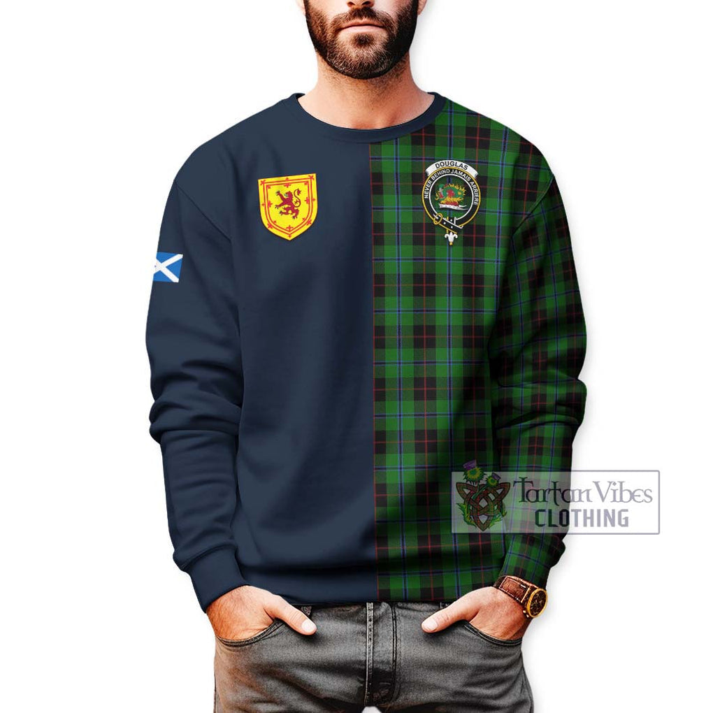 Tartan Vibes Clothing Douglas Black Tartan Sweatshirt with Scottish Lion Royal Arm Half Style