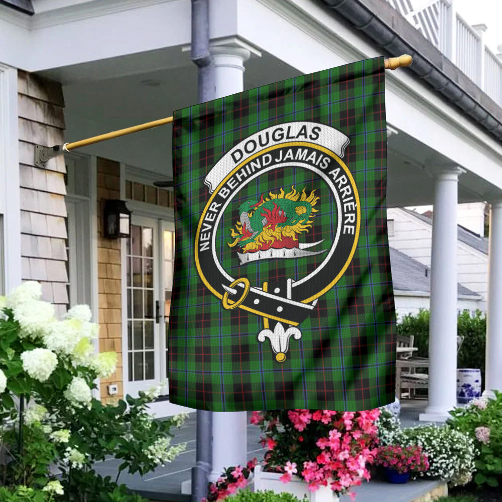 Douglas Black Tartan Flag with Family Crest - Tartan Vibes Clothing