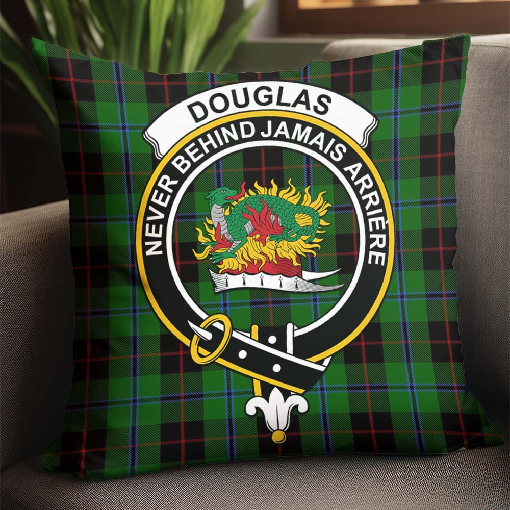 Douglas Black Tartan Pillow Cover with Family Crest - Tartanvibesclothing