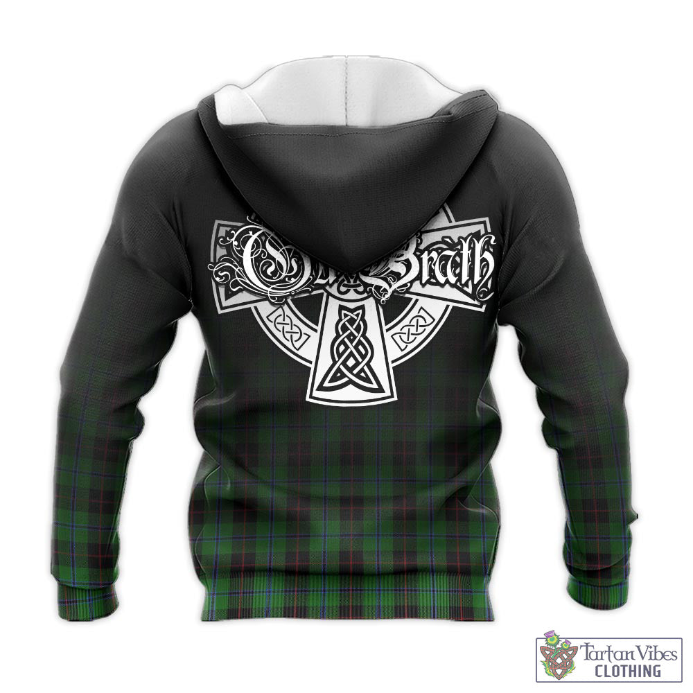 Tartan Vibes Clothing Douglas Black Tartan Knitted Hoodie Featuring Alba Gu Brath Family Crest Celtic Inspired