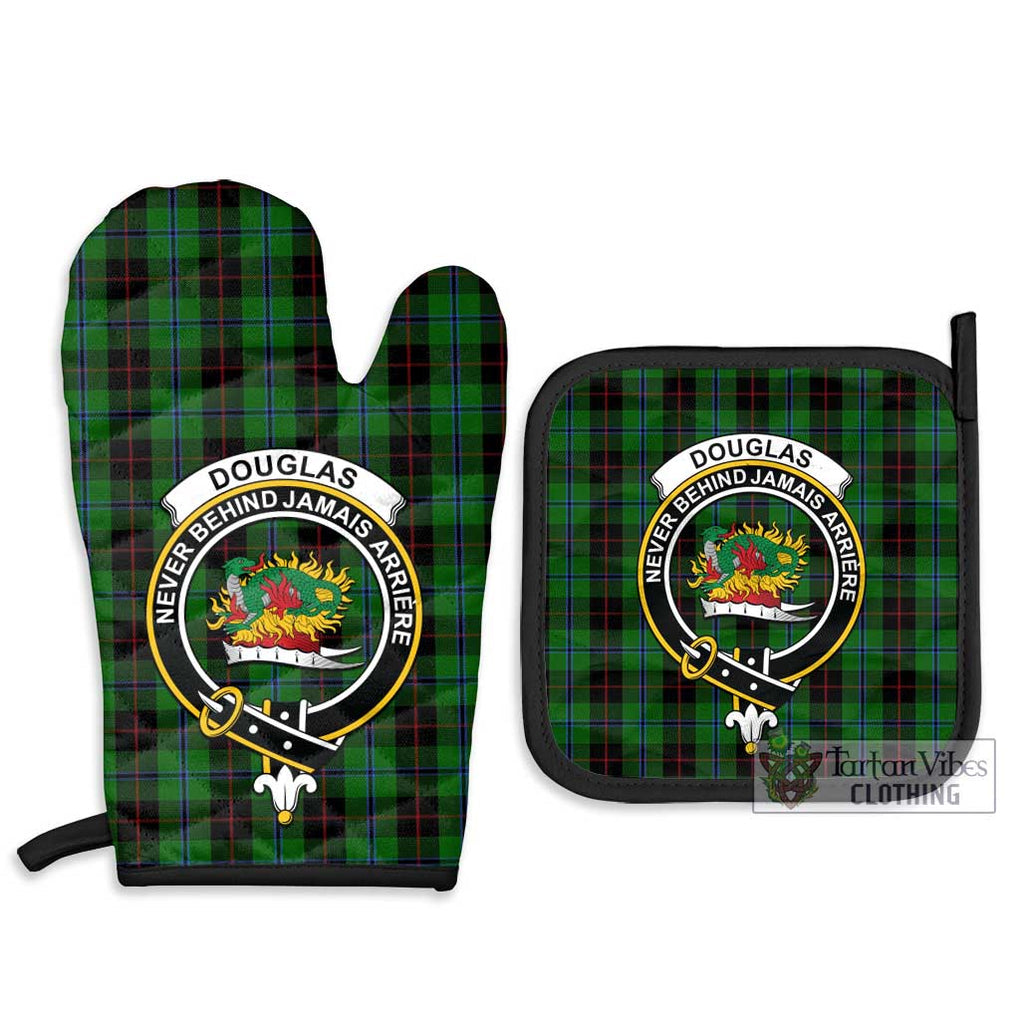 Douglas Black Tartan Combo Oven Mitt & Pot-Holder with Family Crest Combo 1 Oven Mitt & 2 Pot-Holder Black - Tartan Vibes Clothing