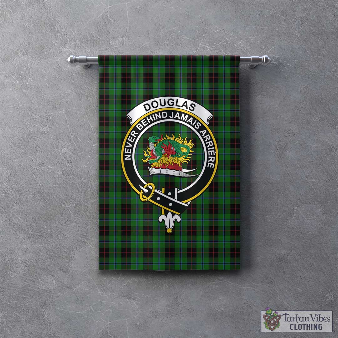 Tartan Vibes Clothing Douglas Black Tartan Gonfalon, Tartan Banner with Family Crest