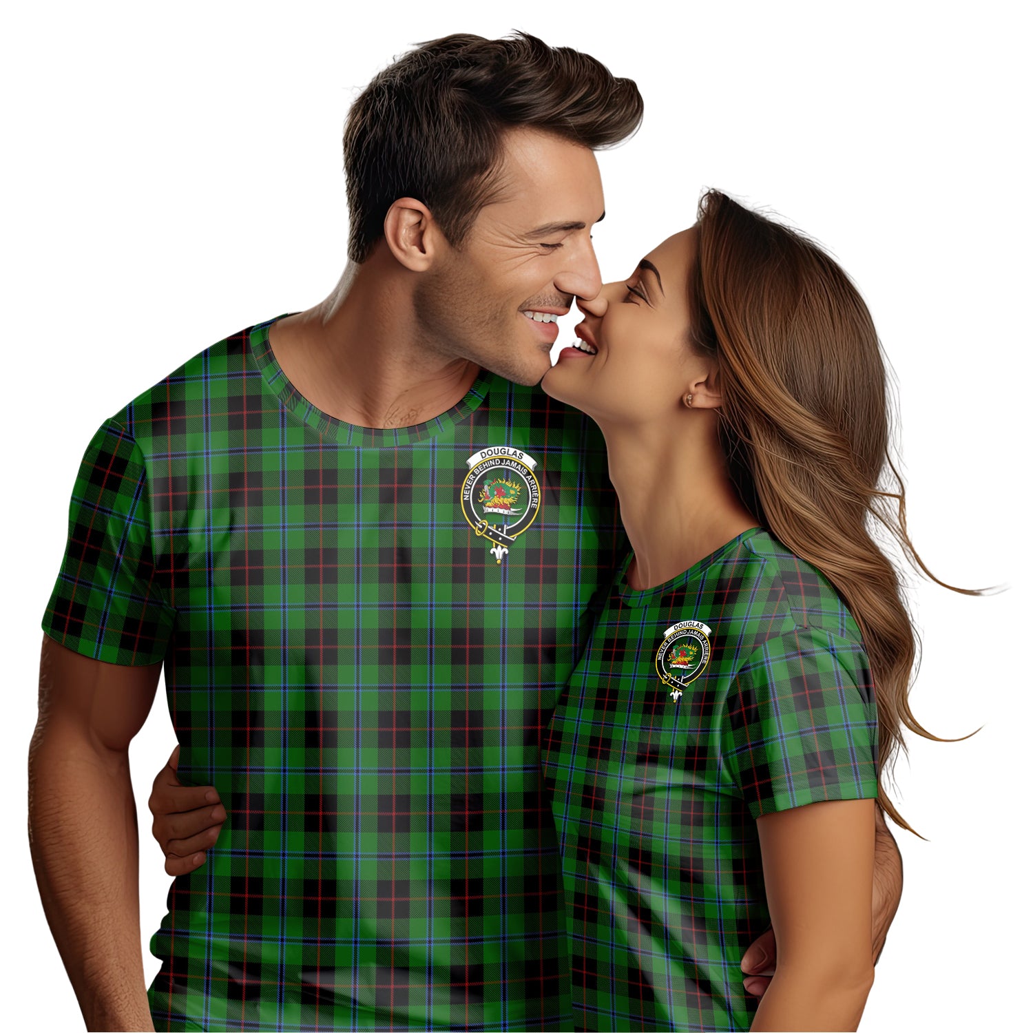 Douglas Black Tartan T-Shirt with Family Crest - Tartan Vibes Clothing