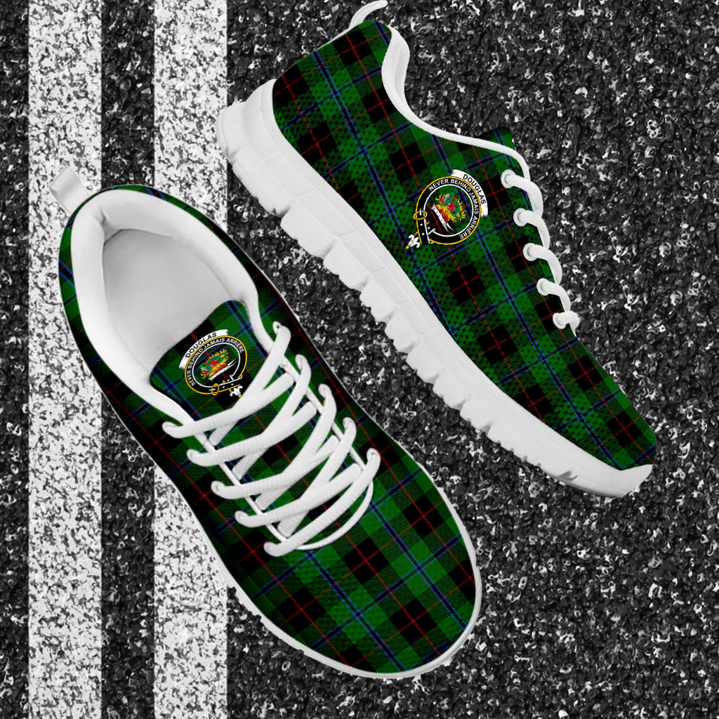 Douglas Black Tartan Sneakers with Family Crest - Tartan Vibes Clothing