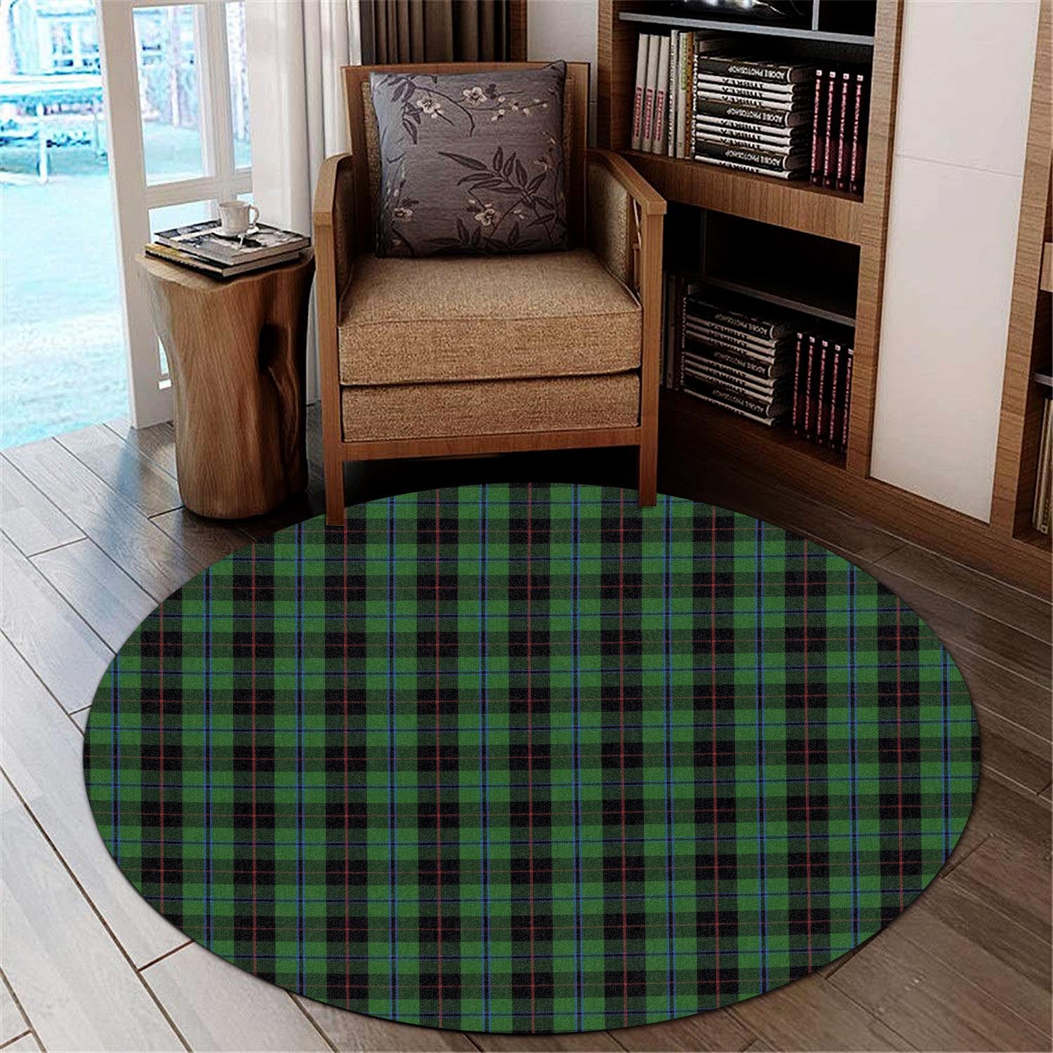 Douglas Black Tartan Round Rug - Tartanvibesclothing