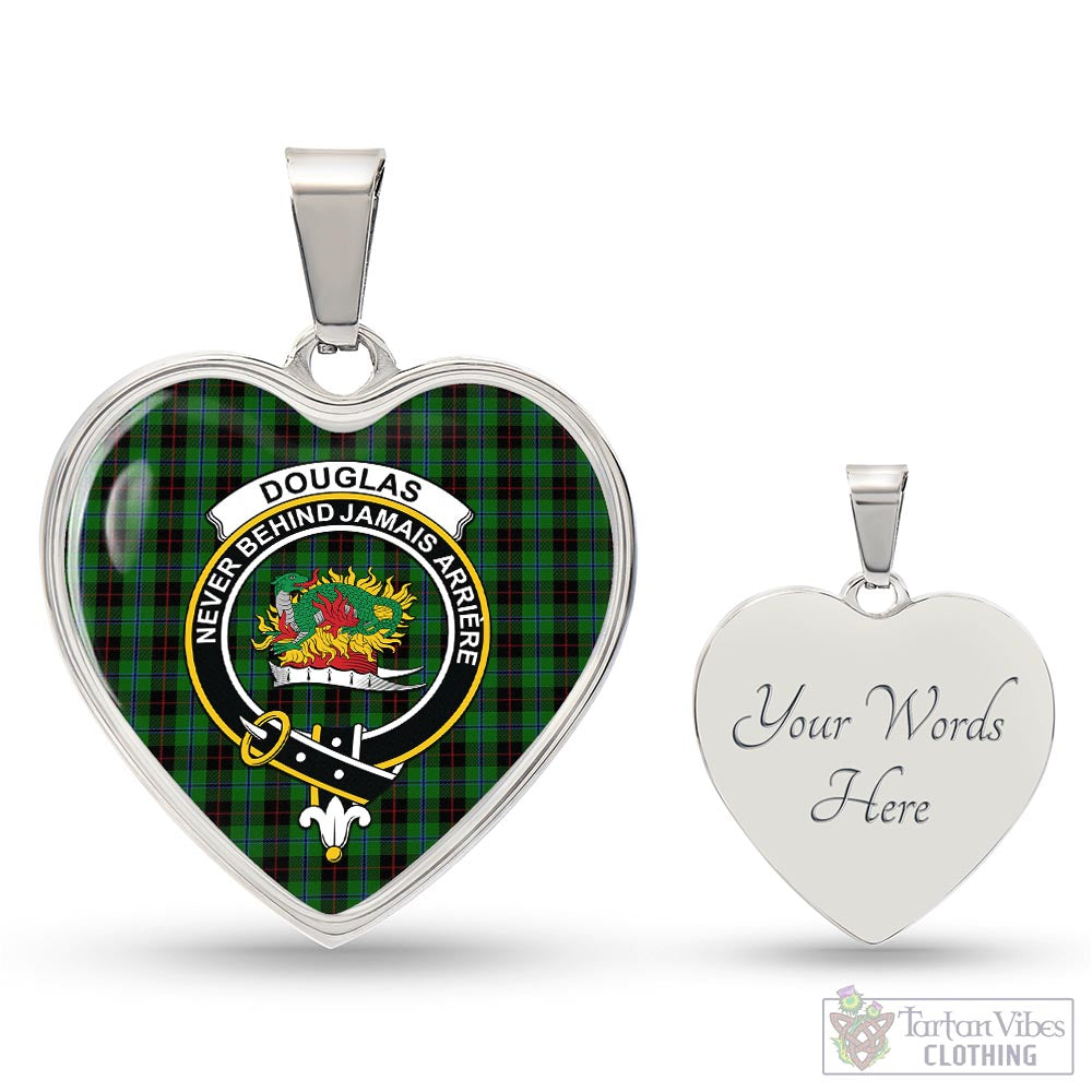 Tartan Vibes Clothing Douglas Black Tartan Heart Necklace with Family Crest