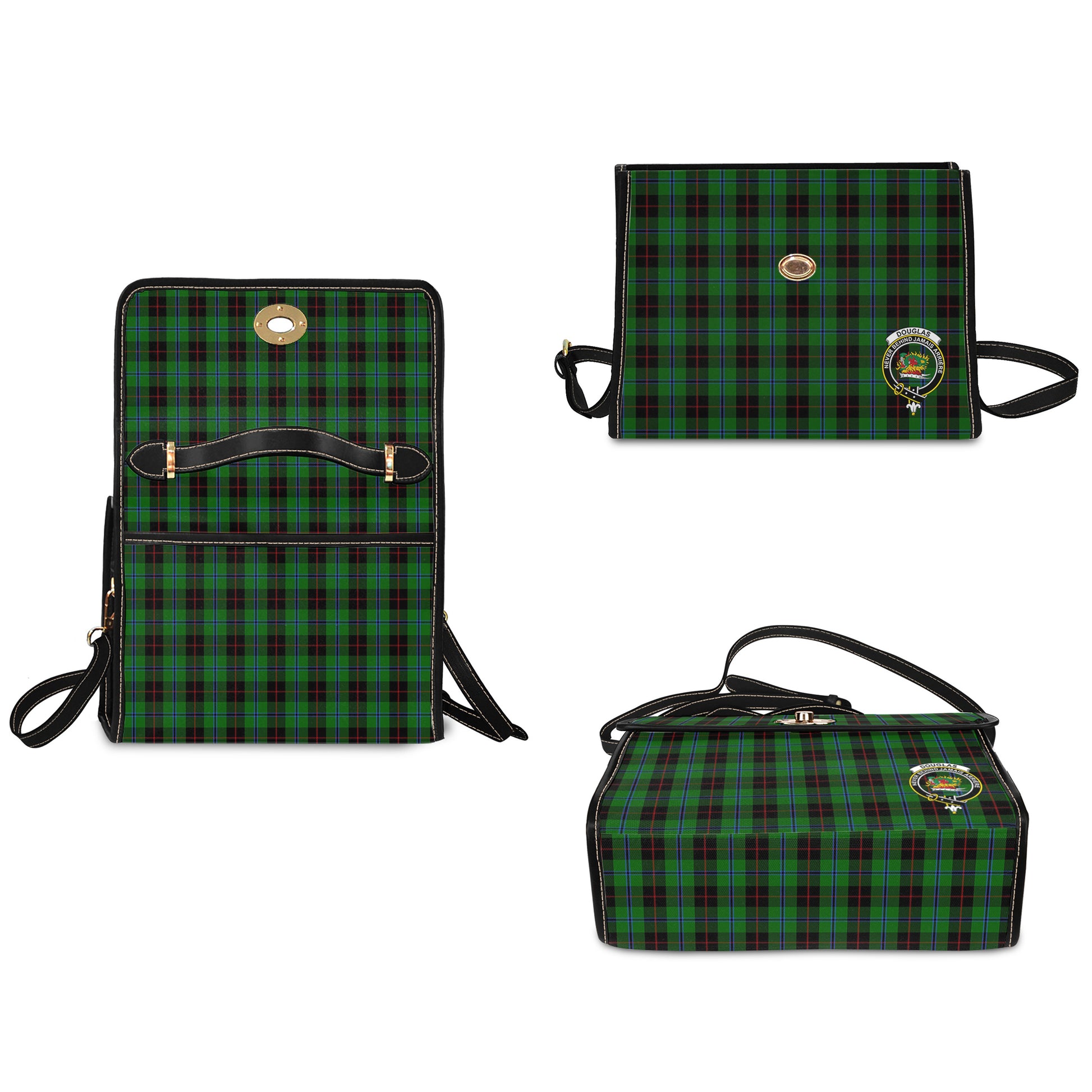 douglas-black-tartan-leather-strap-waterproof-canvas-bag-with-family-crest