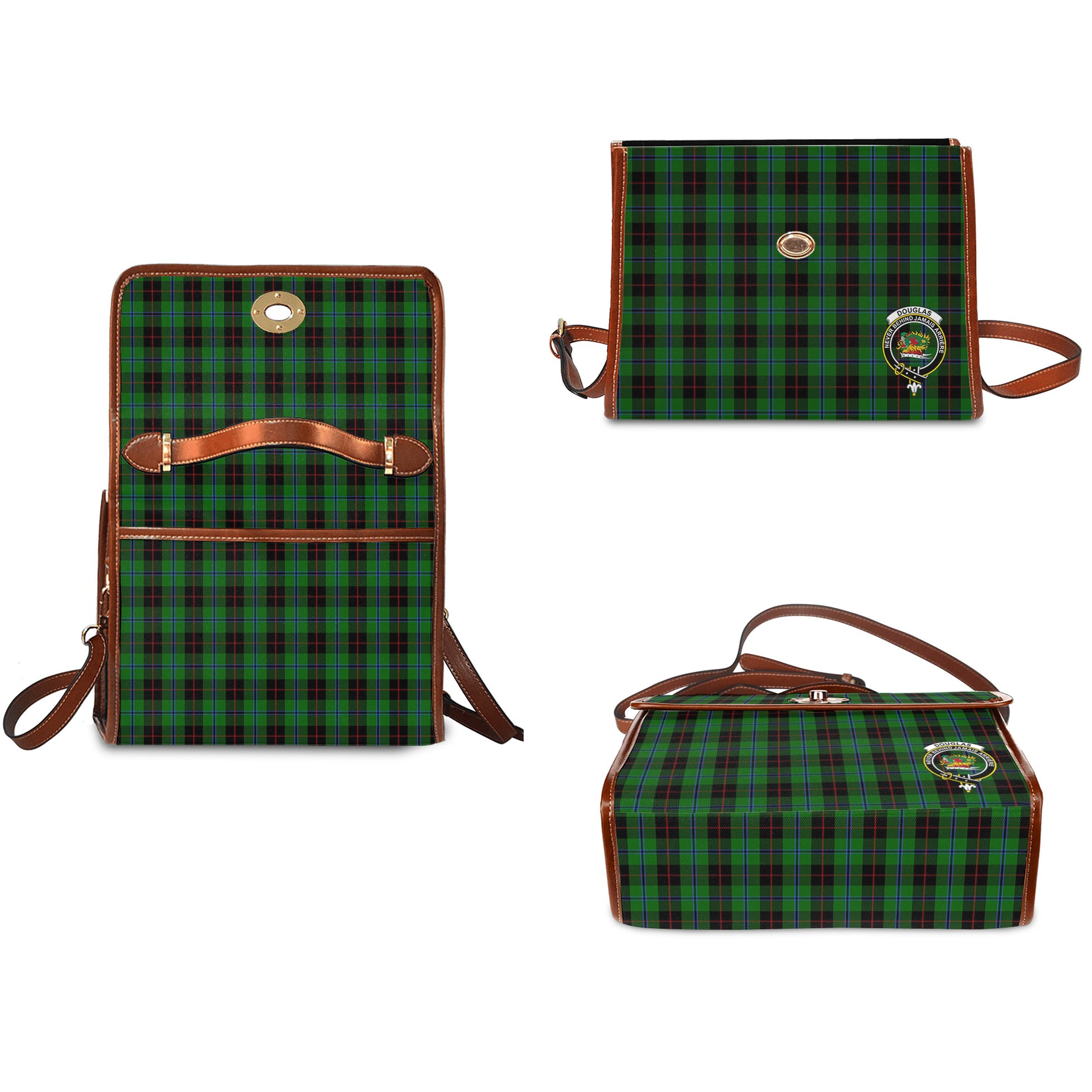 douglas-black-tartan-leather-strap-waterproof-canvas-bag-with-family-crest