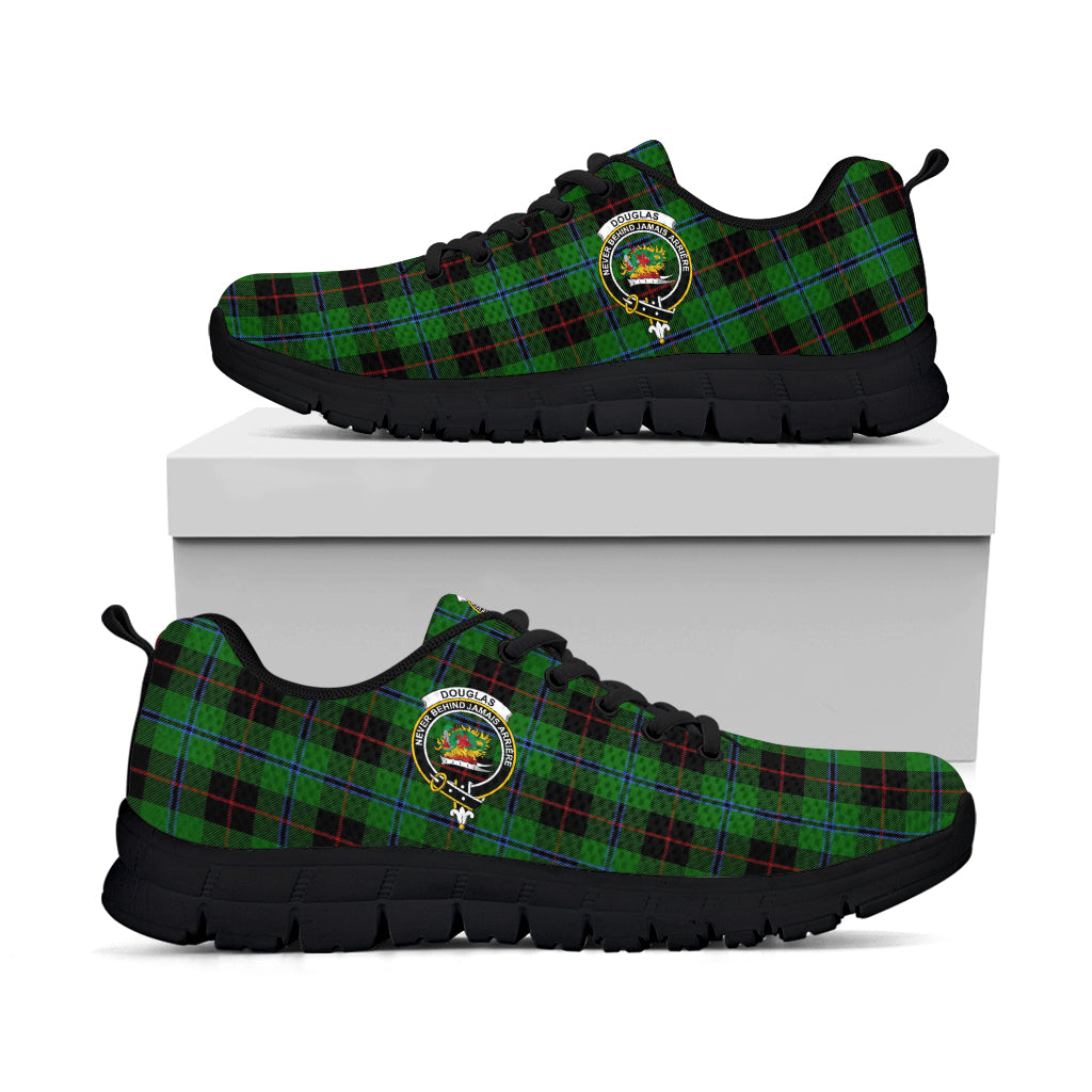 Douglas Black Tartan Sneakers with Family Crest - Tartan Vibes Clothing