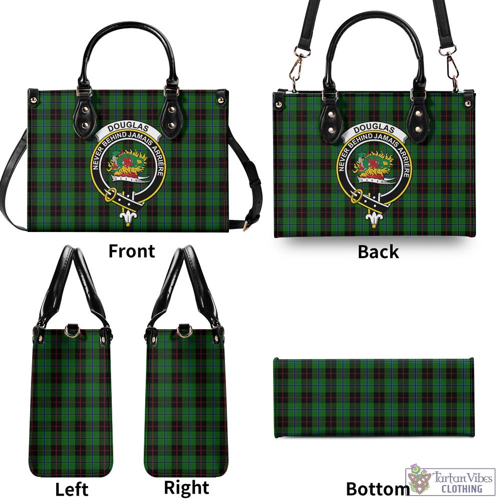 Tartan Vibes Clothing Douglas Black Tartan Luxury Leather Handbags with Family Crest