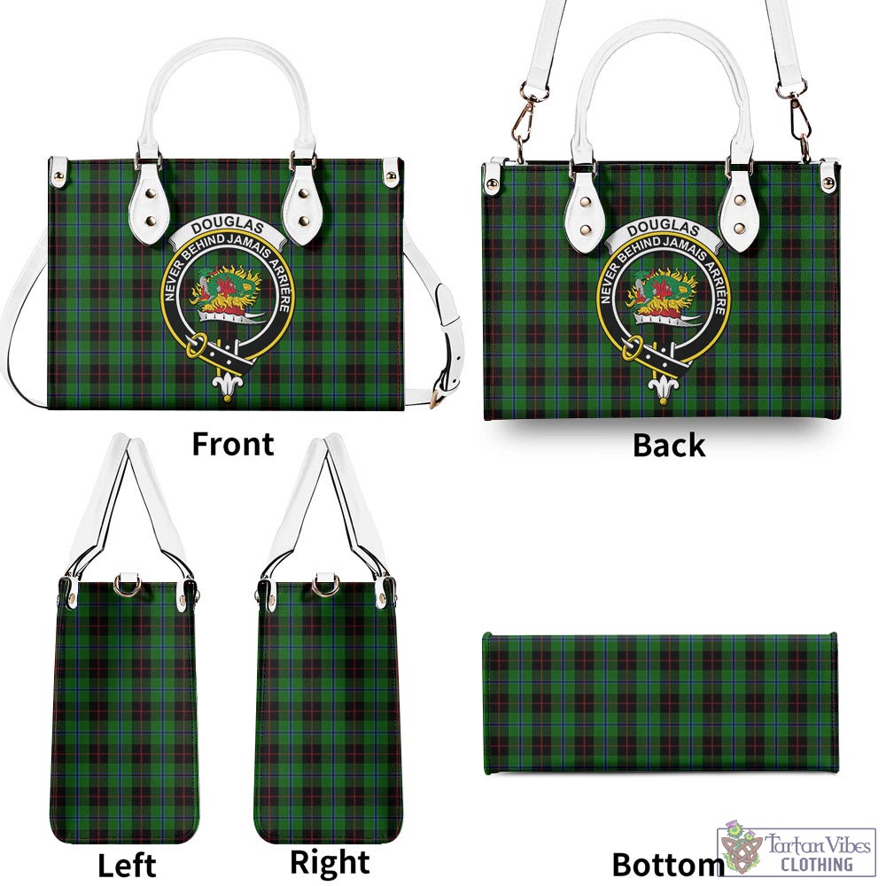 Tartan Vibes Clothing Douglas Black Tartan Luxury Leather Handbags with Family Crest