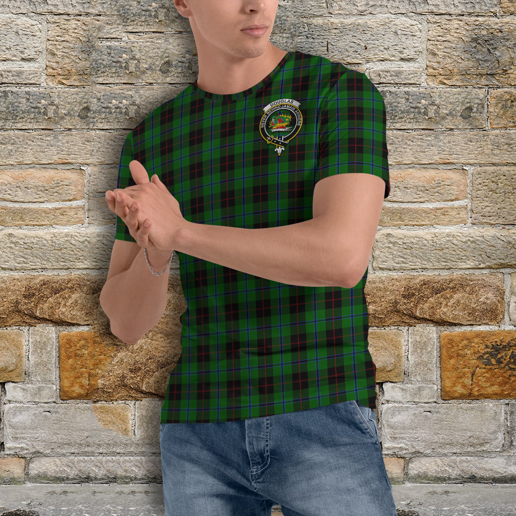 Douglas Black Tartan T-Shirt with Family Crest - Tartan Vibes Clothing