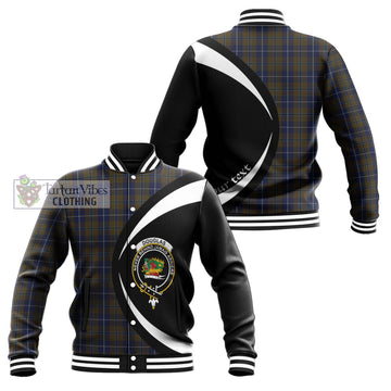 Douglas Brown Tartan Baseball Jacket with Family Crest Circle Style