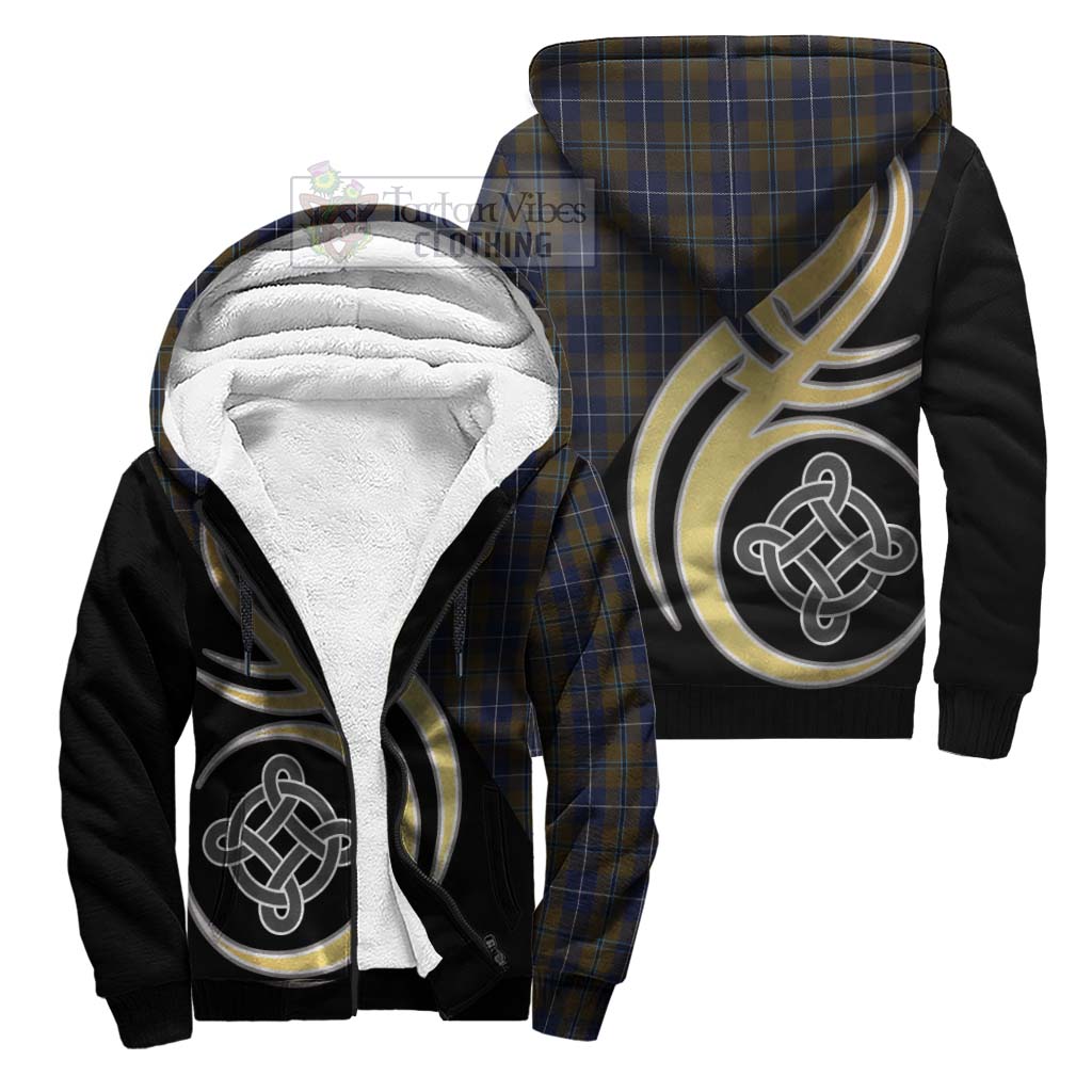 Douglas Brown Tartan Sherpa Hoodie with Family Crest and Celtic Symbol Style Unisex S - Tartan Vibes Clothing