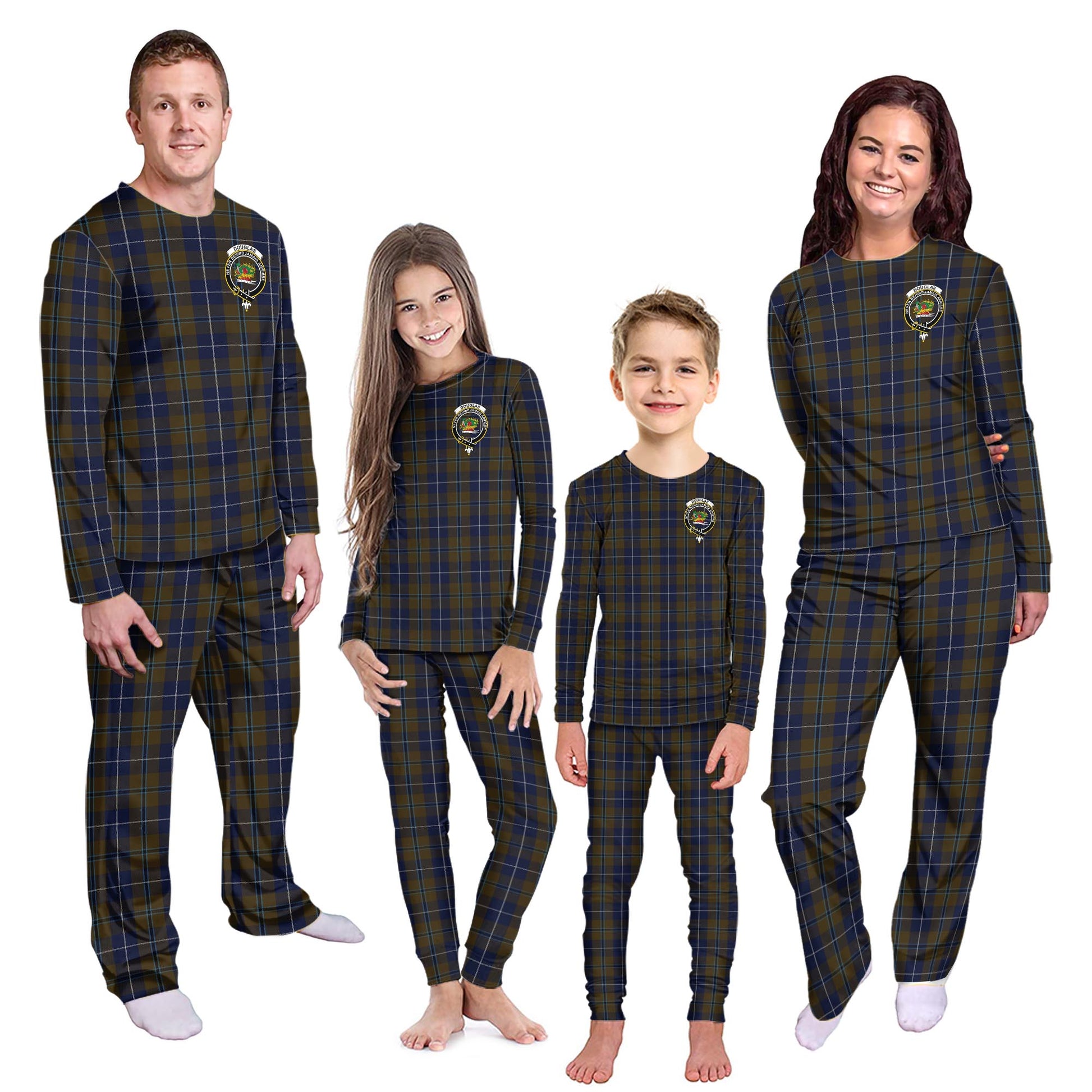 Douglas Brown Tartan Pajamas Family Set with Family Crest Kid - Tartan Vibes Clothing