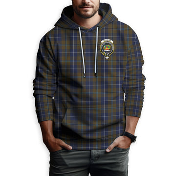 Douglas Brown Tartan Hoodie with Family Crest