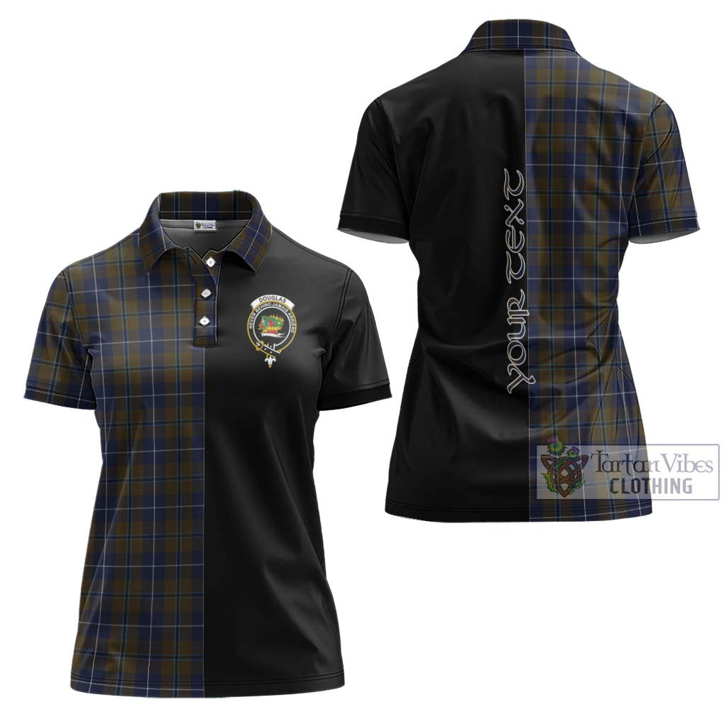 Douglas Brown Tartan Women's Polo Shirt with Family Crest and Half Of Me Style Women - Tartanvibesclothing Shop