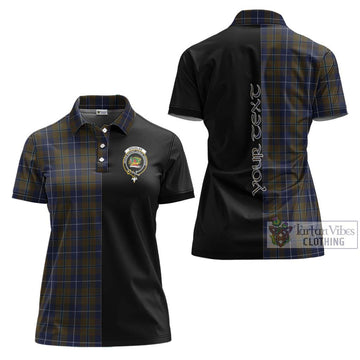 Douglas Brown Tartan Women's Polo Shirt with Family Crest and Half Of Me Style