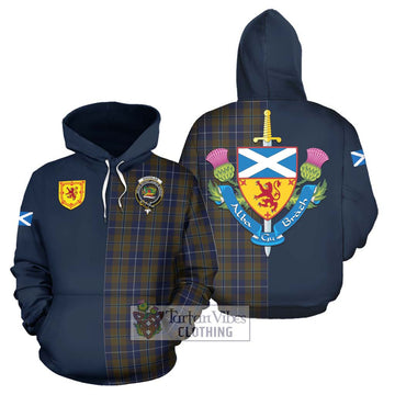 Douglas Brown Tartan Hoodie Alba with Scottish Lion Royal Arm Half Style