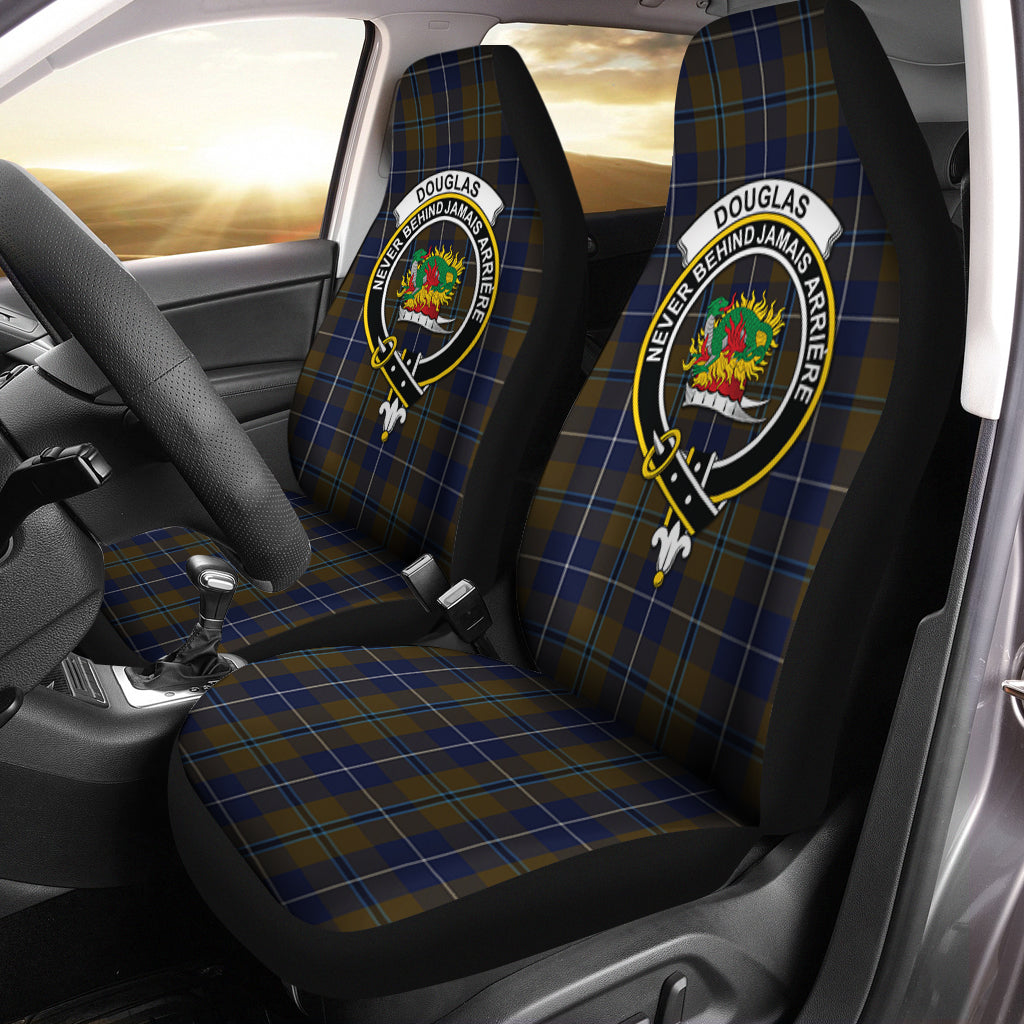 Douglas Brown Tartan Car Seat Cover with Family Crest One Size - Tartanvibesclothing