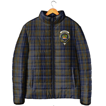 Douglas Brown Tartan Padded Jacket with Family Crest