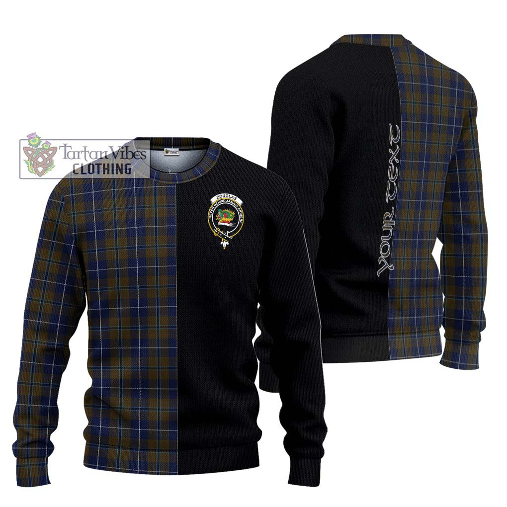 Douglas Brown Tartan Knitted Sweater with Family Crest and Half Of Me Style Unisex - Tartanvibesclothing Shop