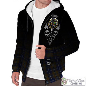 Douglas Brown Tartan Sherpa Hoodie Featuring Alba Gu Brath Family Crest Celtic Inspired