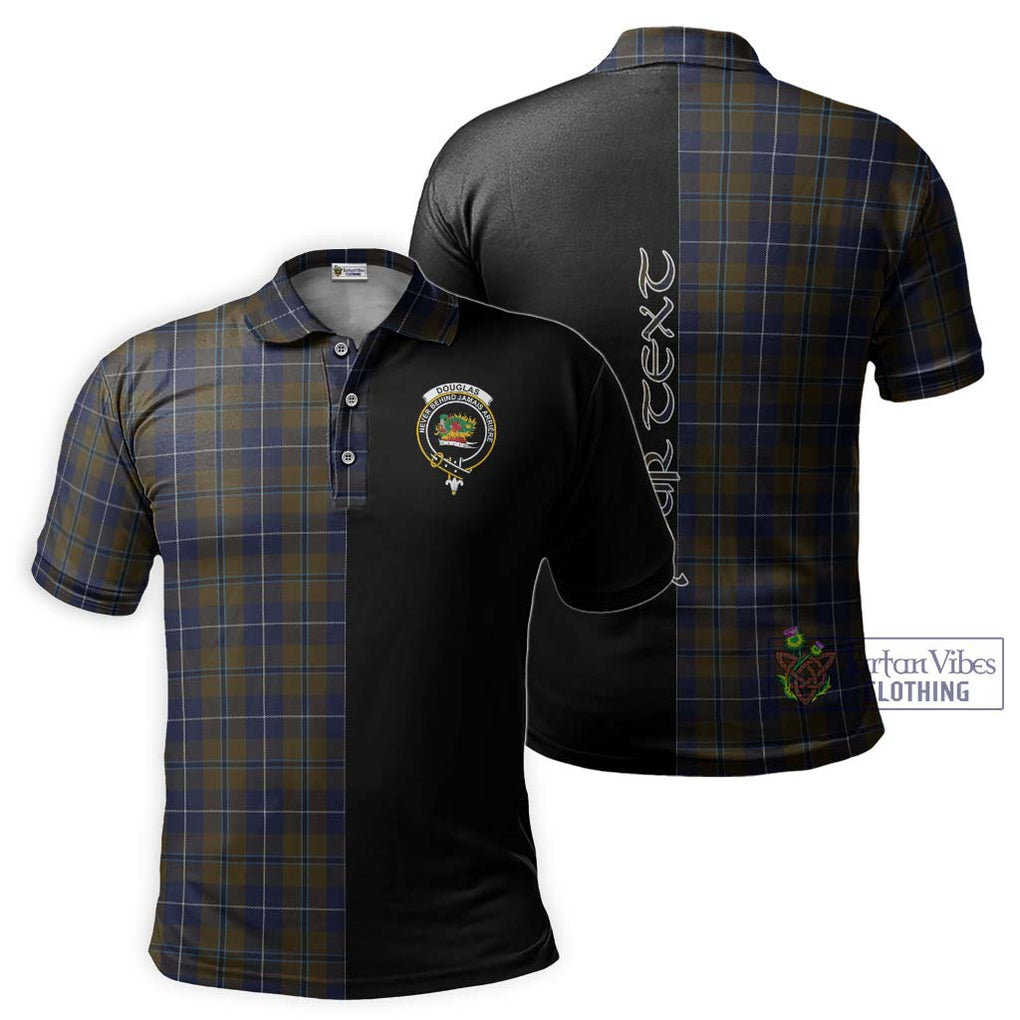 Douglas Brown Tartan Polo Shirt with Family Crest and Half Of Me Style Kid - Tartanvibesclothing Shop