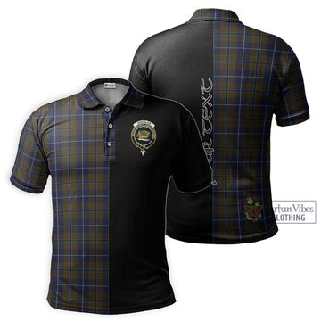 Douglas Brown Tartan Polo Shirt with Family Crest and Half Of Me Style