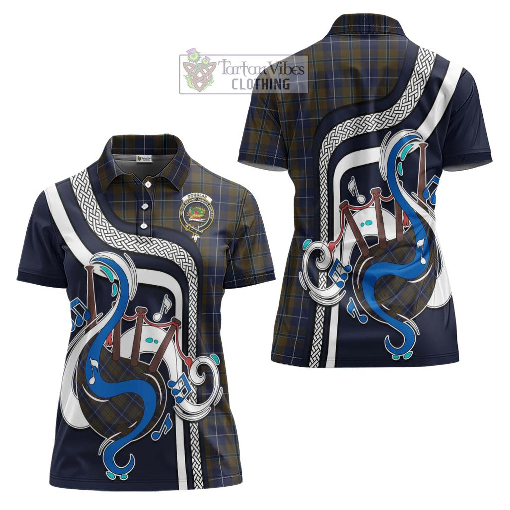 Douglas Brown Tartan Women's Polo Shirt with Epic Bagpipe Style Women - Tartanvibesclothing Shop