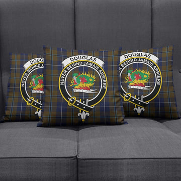 Douglas Brown Tartan Pillow Cover with Family Crest