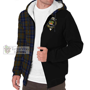 Douglas Brown Tartan Sherpa Hoodie with Family Crest and Half Of Me Style