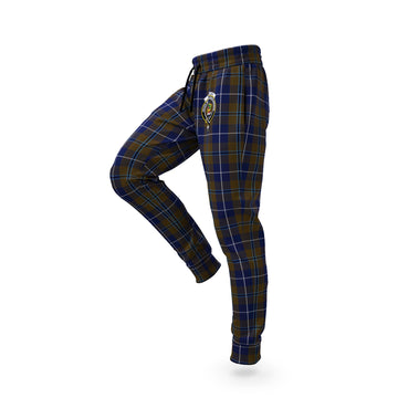 Douglas Brown Tartan Joggers Pants with Family Crest