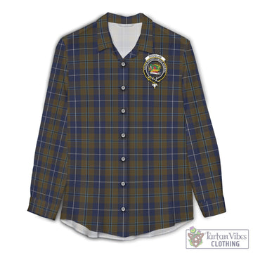 Douglas Brown Tartan Women's Casual Shirt with Family Crest