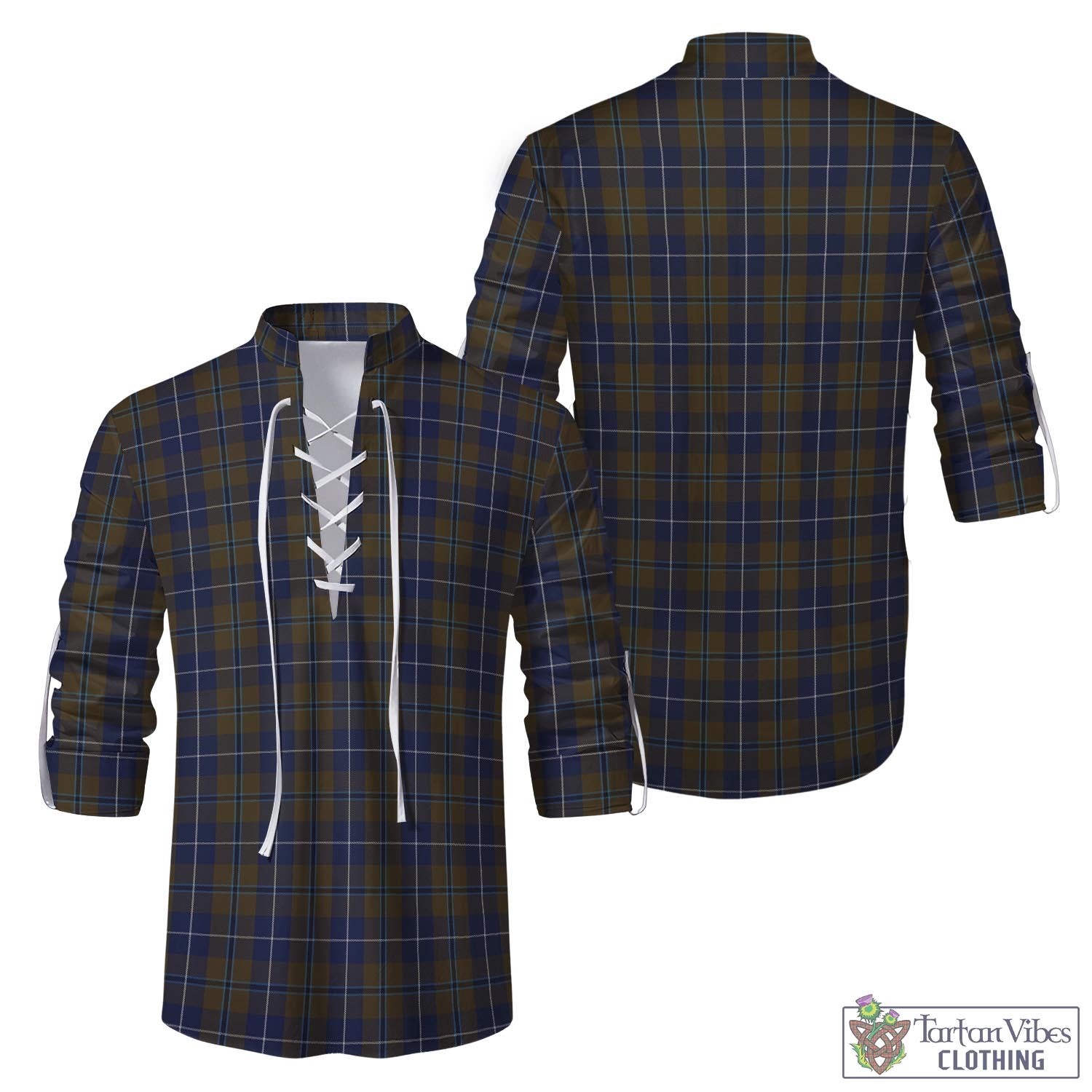 Tartan Vibes Clothing Douglas Brown Tartan Men's Scottish Traditional Jacobite Ghillie Kilt Shirt