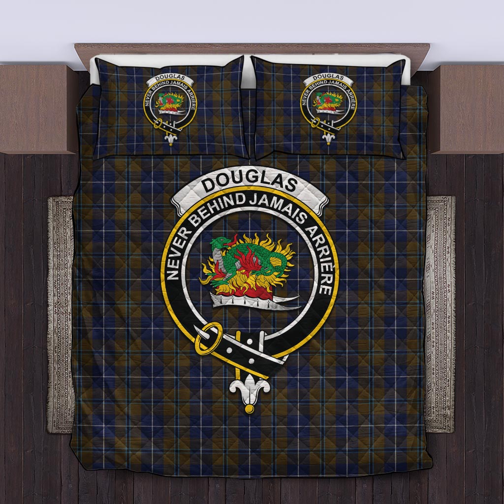 Douglas Brown Tartan Quilt Bed Set with Family Crest Twin - Tartan Vibes Clothing