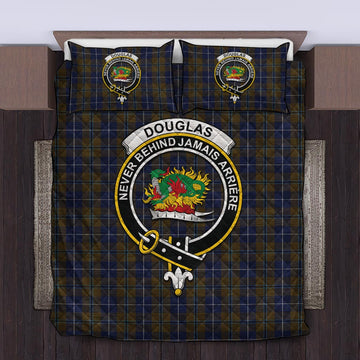 Douglas Brown Tartan Quilt Bed Set with Family Crest