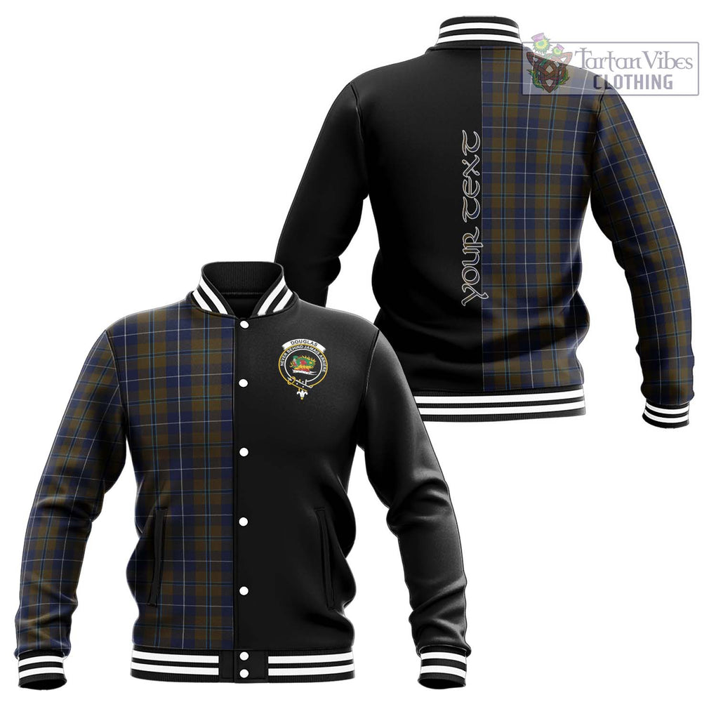 Douglas Brown Tartan Baseball Jacket with Family Crest and Half Of Me Style Unisex - Tartanvibesclothing Shop