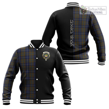 Douglas Brown Tartan Baseball Jacket with Family Crest and Half Of Me Style