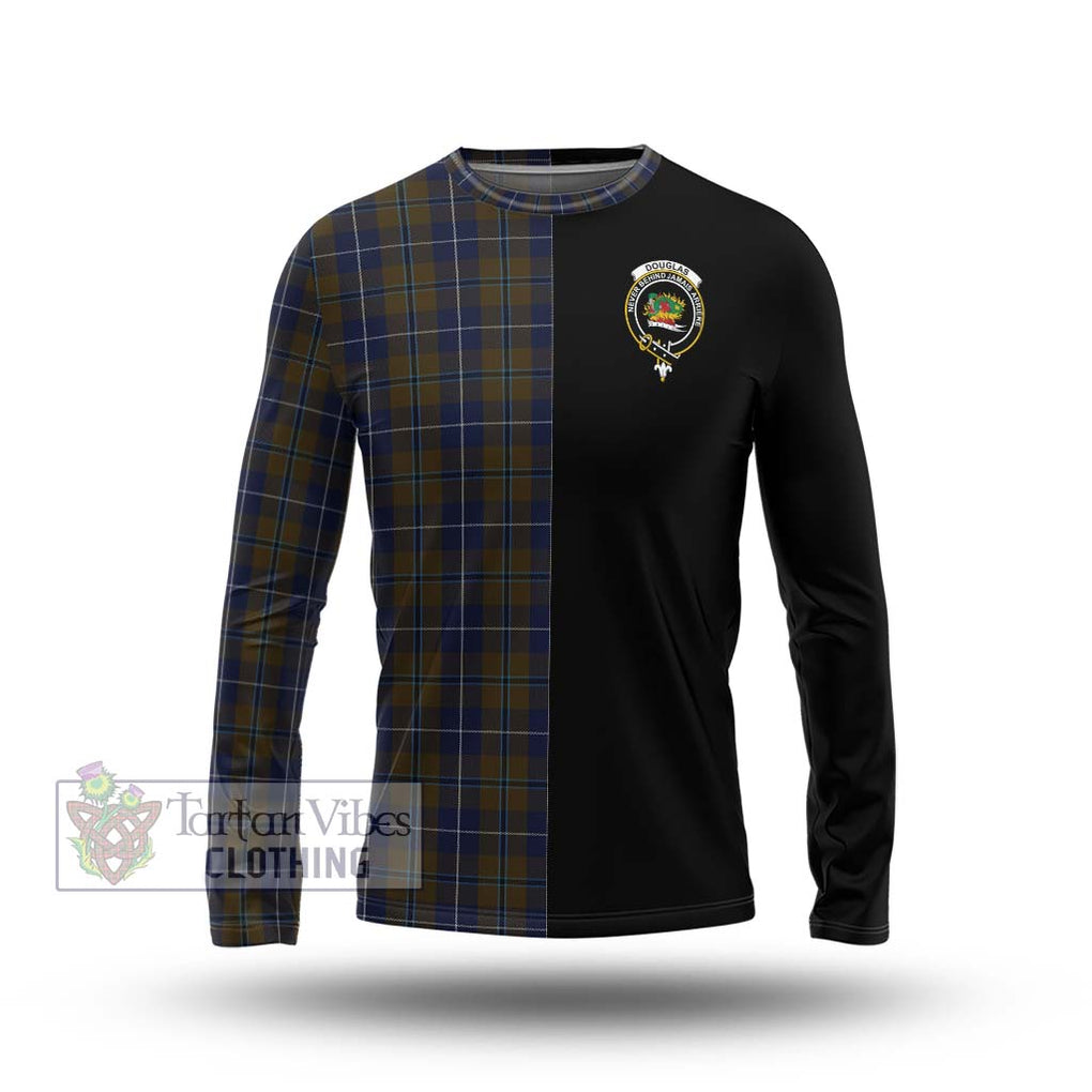 Douglas Brown Tartan Long Sleeve T-Shirt with Family Crest and Half Of Me Style Unisex - Tartanvibesclothing Shop