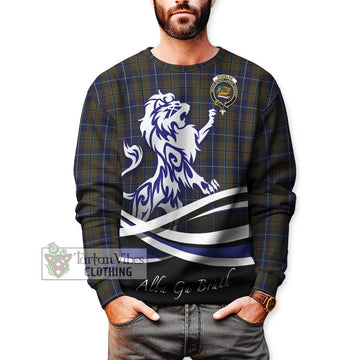 Douglas Brown Tartan Sweatshirt with Alba Gu Brath Regal Lion Emblem